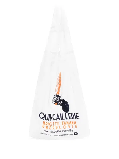 Undercover Embroidered Tote Bag In White