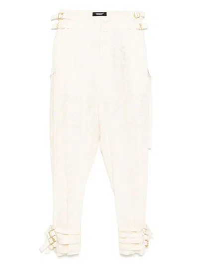 Undercover Embroidered Trousers In Neutrals