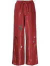 Undercover Embroidered Wide-leg Trousers In Red