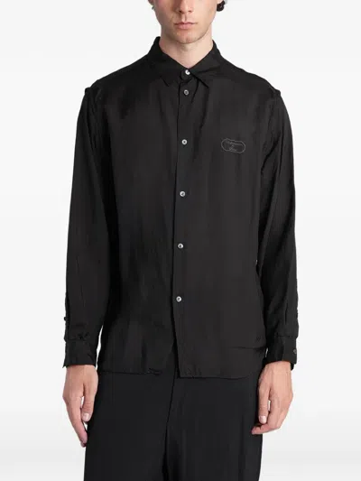 Undercover Embroidered-logo Long-sleeve Shirt In Black