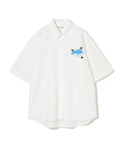 Undercover Eye-print Cotton Shirt In White