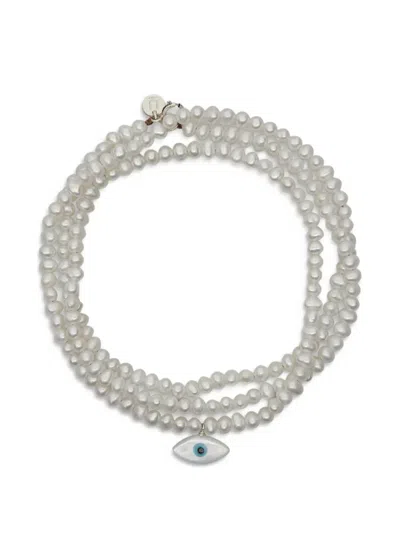 Undercover Eye-pendant Pearl-beaded Bracelets In Purple
