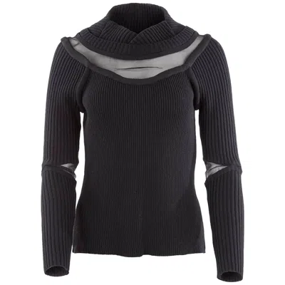 Pre-owned Undercover Fall 2009 Collection Rib Knit Pullover With Mesh Cutouts In Black