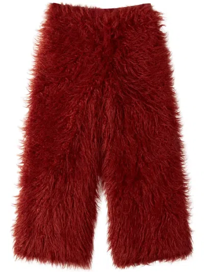 Undercover Faux-fur Wide Trousers In Red