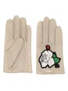 UNDERCOVER FLORAL-APPLIQUÉ LEATHER GLOVES