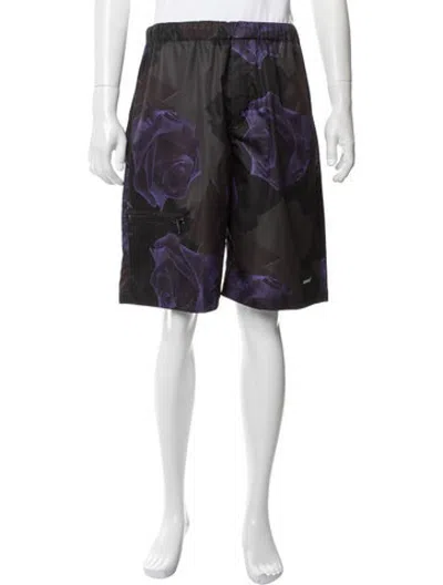 Pre-owned Undercover Floral Print Shorts In Black/purple