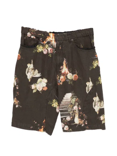 Undercover Floral Print Shorts In Brown