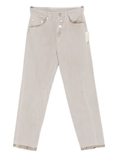 Undercover Floral-trim Trousers In Gray