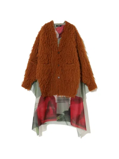 Undercover Shaggy-mantel Mit Blumenprint In Brown