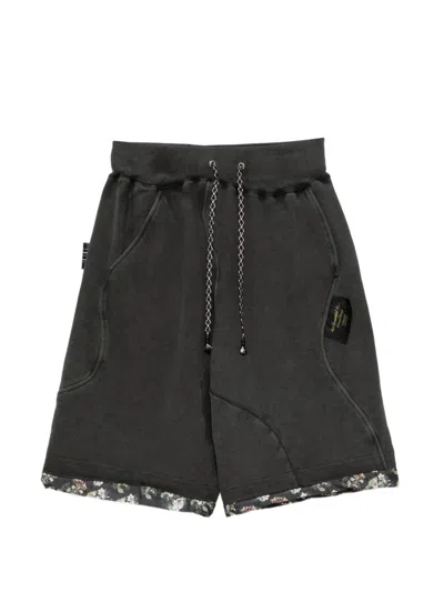 Undercover Floral-trim Drawstring Sweat Shorts In Gray