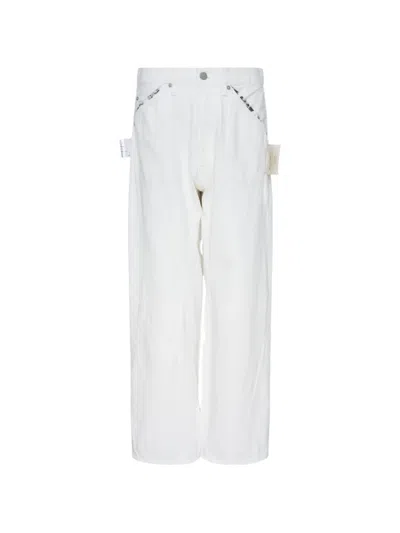 Undercover Floral-trim Jeans In White