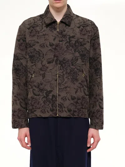 Undercover Flower Zip Up Jacket In Brown