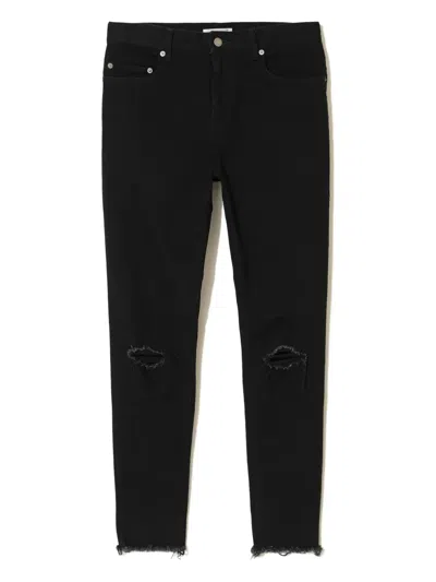 UNDERCOVER FRAYED-DETAIL ZIP-POCKETS JEANS