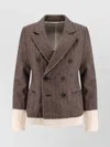 Undercover Wool Blend Blazer With Frayed Profiles In Brown
