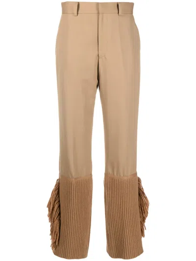 Undercover Frayed-trim Cropped Trousers In Nude