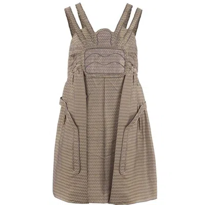 Pre-owned Undercover Gold Silk Skull Print Spider Dress In Brown