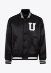 Undercover Satin Stadium Bomber Jacket In Black