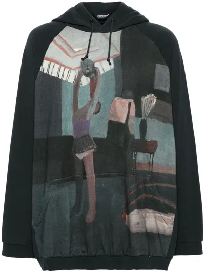 Undercover Graphic-print Cotton Hoodie In Grey