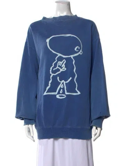 Pre-owned Undercover Graphic Print Crew Neck Sweater In Blue