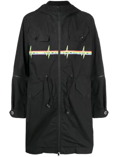 Undercover Graphic-print Hooded Parka In Black