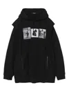 Undercover Gauze Cotton Hoodie With Double Layer Vest In Black