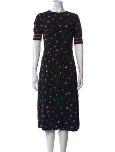 Pre-owned Undercover Graphic Print Midi Length Dress In Black