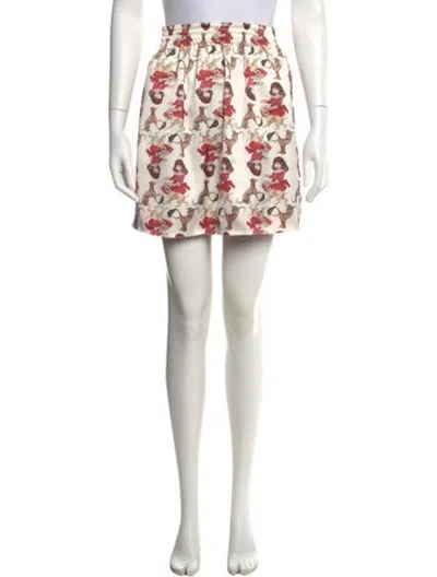 Pre-owned Undercover Graphic Print Mini Skirt In White