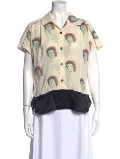 Pre-owned Undercover Graphic Print Short Sleeve Button-up Top