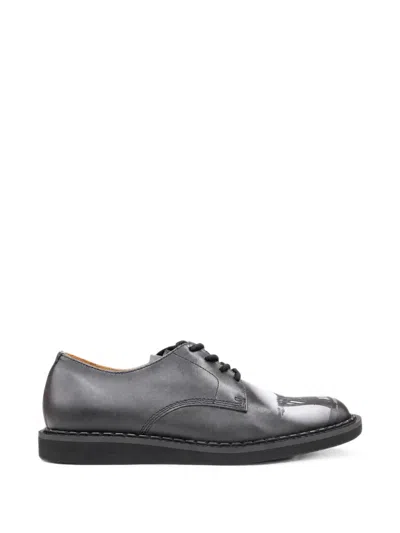 Undercover Graphic-print Leather Derby Shoes In Gray