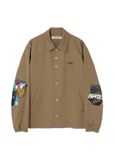 Undercover Graphic-print Patch-detail Jacket In Brown
