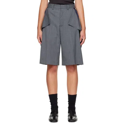 Undercover Gray Up2f1505 Long Panel Shorts In T.charcoal