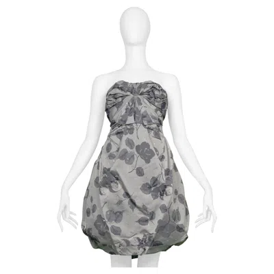 Pre-owned Undercover Grey Floral Print Gathered Dress Ss 2008 In Gray