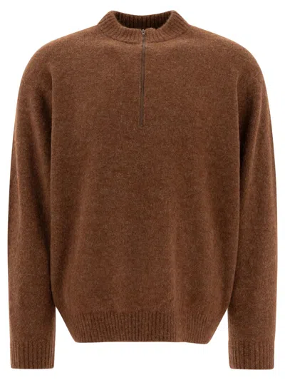 Undercover Half-zip Brown Knitwear With Alpaca