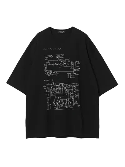 Undercover T-shirt Mit Hand-print In Black