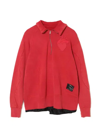 Undercover Heart-appliqué Polo Top In Red