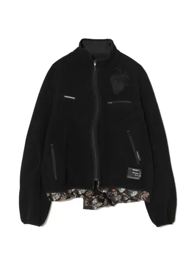 Undercover Heart-patch Fleece Jacket In Black