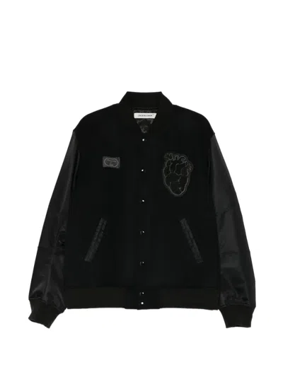 Undercover Heart-patch Varsity Jacket In Black
