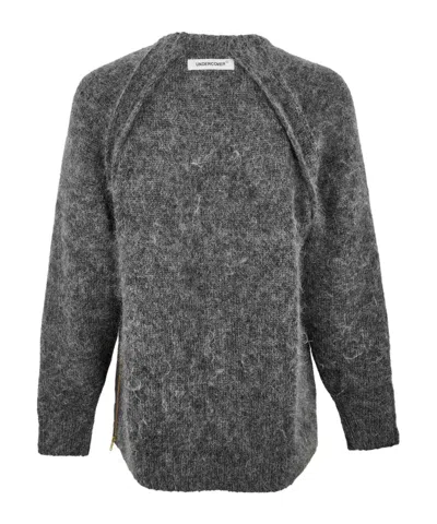 Undercover Heathergrey Marled Crewneck Knit Sweater In Gray