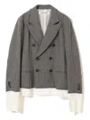 Undercover Herringbone Frayed Blazer In Gray