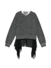 Undercover Herringbone-pattern Layered Cardigan In Gray