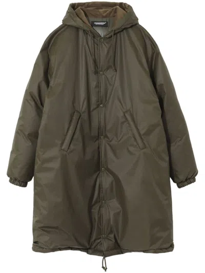 Undercover Green Press-stud Down Jacket In Khaki