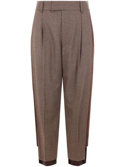 Undercover Houndstooth-pattern Trousers In Brown