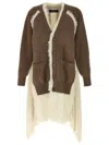 Undercover Asymmetrical Faux Fur And Braided Wool Cardigan In Brown