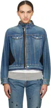 Undercover Indigo & Black Paneled Denim Jacket In Indigo