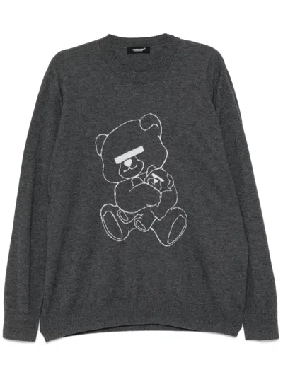 Undercover Jacquard Logo Motif Jumper In Grey
