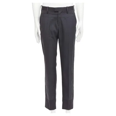Pre-owned Undercover John Grey 100% Wool Black Cowhide Trim Patchwork Trousers Jp4 Xl In Gray