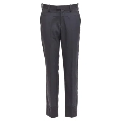 Pre-owned Undercover John Grey 100% Wool Black Cowhide Trim Patchwork Trousers Jp4 Xl In Gray