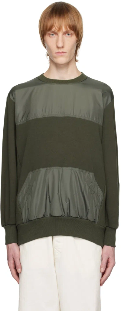 Undercover Khaki Paneled Sweatshirt In Khaki Green