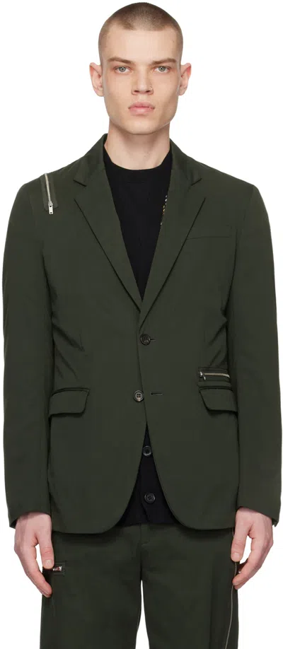 Undercover Khaki Zip Blazer In Khaki Green