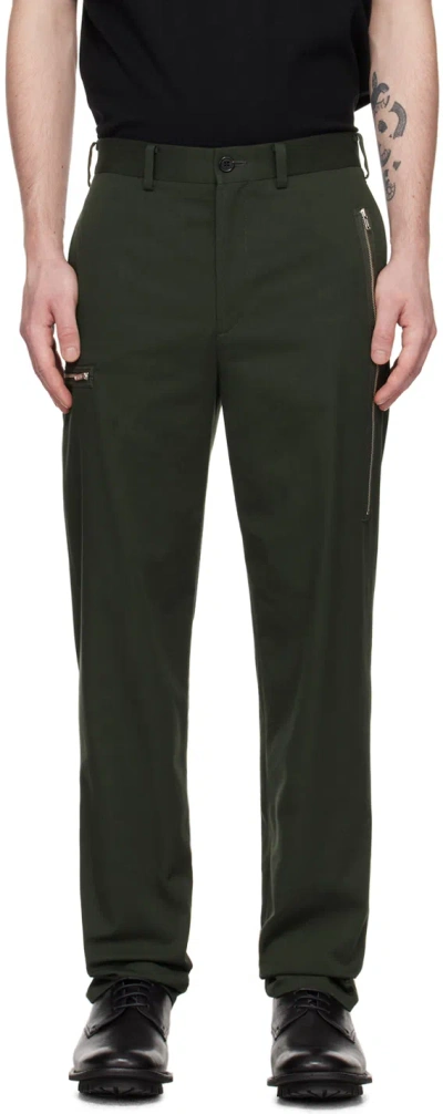 Undercover Khaki Zip Trousers In Khaki Green